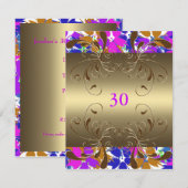 Invitation Anniversaire Gold Floral Glam (Devant / Derrière)