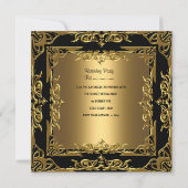 Invitation Anniversaire Gold Lace 50th Gold Overlay Noir 2 (Dos)