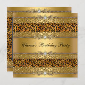 Invitation Anniversaire Gold Leopard Diamond (Devant / Derrière)