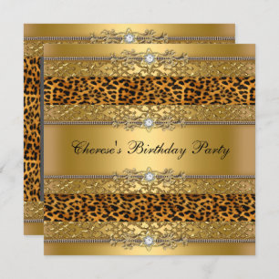 Invitation Anniversaire Gold Leopard Diamond