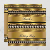 Invitation Anniversaire Gold Pearl Leopard (Devant / Derrière)