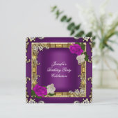 Invitation Anniversaire Gold Purple Plum Cream Rose (Debout devant)