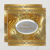Invitation Anniversaire Gold sur Gold White Diamond (Devant / Derrière)