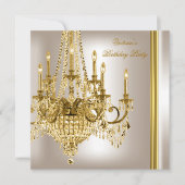 Invitation Anniversaire Gold White Creme Chandelier 2 (Devant)