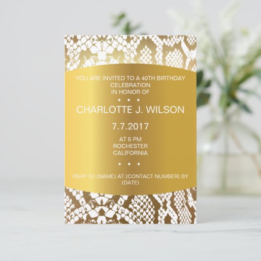 Invitation Anniversaire Golden Python Skin Vip (Debout devant)