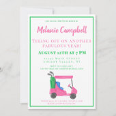 Invitation Anniversaire Golf Golf Preppy Pink Golf Part (Devant)