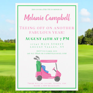 Invitation Anniversaire Golf Golf Preppy Pink Golf Part