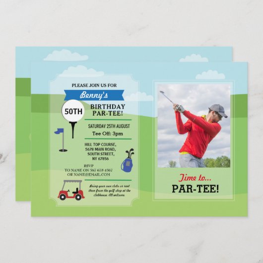 Invitation Anniversaire Golf N'importe quel âge Golf Invitati (Devant / Derrière)