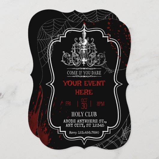 Invitation Anniversaire gothique effrayant Halloween (Devant / Derrière)