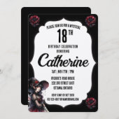 Invitation Anniversaire gothique noir et blanc (Devant / Derrière)