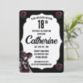 Invitation Anniversaire gothique noir et blanc (Debout devant)