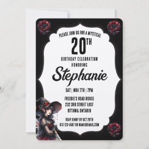 Invitation Anniversaire gothique noir et blanc