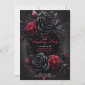 Invitation Anniversaire gothique romantique rouge et noir (Devant)
