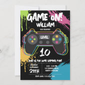 Invitation Anniversaire Graffiti de jeu vidéo pour adolescent (Devant)