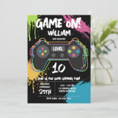 Invitation Anniversaire Graffiti de jeu vidéo pour adolescent (Debout devant)