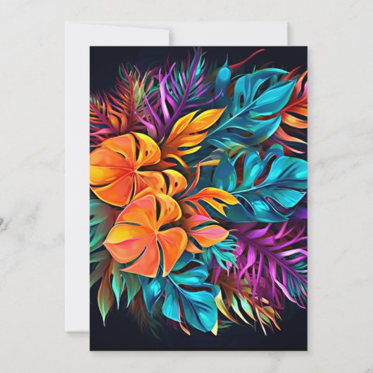 Invitation Anniversaire | Gras néon feuillage tropical (Dos)