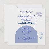 Invitation Anniversaire Grèce Bleu et Blanc (Dos)
