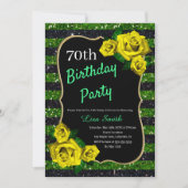 Invitation Anniversaire Green Black Stripes Parties scintilla (Devant)