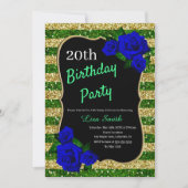 Invitation Anniversaire Green Gold Stripes Parties scintillan (Devant)