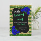 Invitation Anniversaire Green Gold Stripes Parties scintillan (Debout devant)