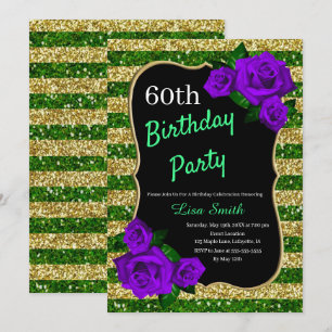 Invitation Anniversaire Green Gold Stripes Parties scintillan