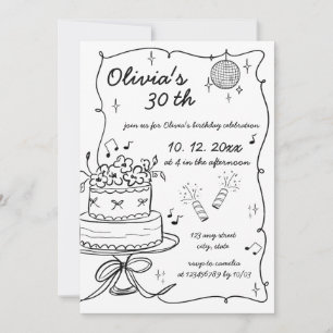 Invitation Anniversaire gribouillé dessiné à la main
