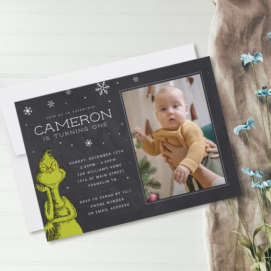 Invitation Anniversaire Grinch Tableau Noir