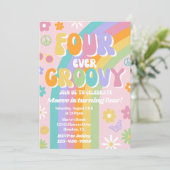 Invitation anniversaire groovy Four-Ever (Debout devant)