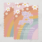 Invitation anniversaire Groovy Retro Rainbow (Devant / Derrière)