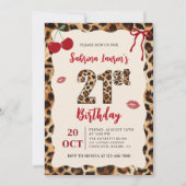 Invitation Anniversaire Guépard Léopard Cerise (Devant)