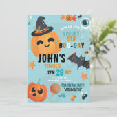 Invitation Anniversaire Halloween Citrouille Blue Party Enfan (Debout devant)