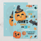 Invitation Anniversaire Halloween Citrouille Blue Party Enfan (Devant / Derrière)