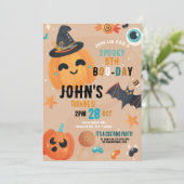 Invitation Anniversaire Halloween Citrouille Blue Party Enfan (Debout devant)