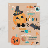 Invitation Anniversaire Halloween Citrouille Blue Party Enfan (Devant / Derrière)