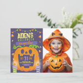 Invitation Anniversaire Halloween Enfants Citrouille (Debout devant)