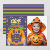 Invitation Anniversaire Halloween Enfants Citrouille (Devant / Derrière)