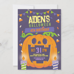 Invitation Anniversaire Halloween Enfants Fête Citrouille