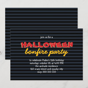 Invitation Anniversaire Halloween fête Bonfire Ado garçon 12e