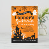 Invitation Anniversaire Halloween Orange & Noir (Debout devant)