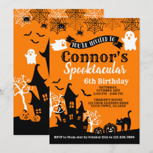 Invitation Anniversaire Halloween Orange & Noir