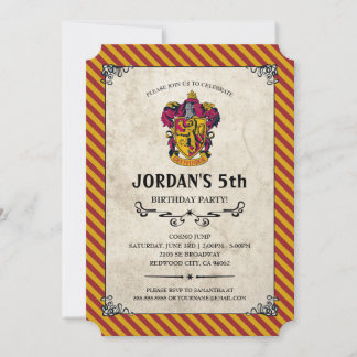Invitation Anniversaire Harry Potter | Gryffindor