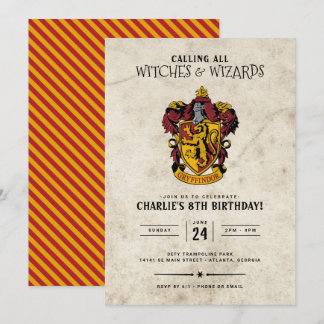 Invitation Anniversaire Harry Potter | Gryffindor