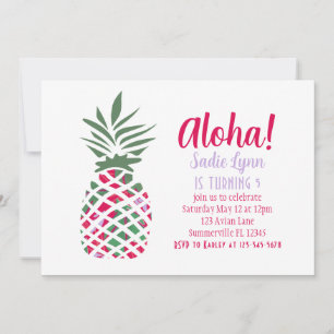 Invitation Anniversaire hawaïen de l'ananas Aloha