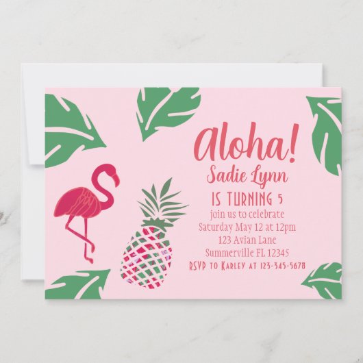 Invitation Anniversaire hawaïen de l'ananas tropicale Aloha (Devant)