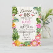 Invitation Anniversaire hawaïen de sweet sixteen de plage de (Debout devant)