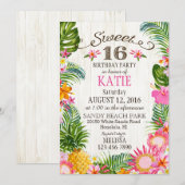 Invitation Anniversaire hawaïen de sweet sixteen de plage de (Devant / Derrière)