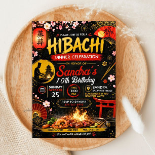 Invitation Anniversaire Hibachi Japonais - Thème Grillade