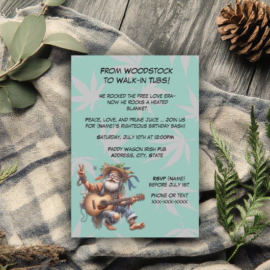 Invitation Anniversaire hippie amusant Vieux-Super