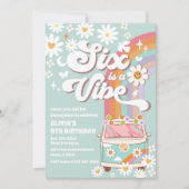 Invitation anniversaire hippie arc-en-ciel rétro (Devant)