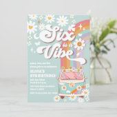 Invitation anniversaire hippie arc-en-ciel rétro (Debout devant)